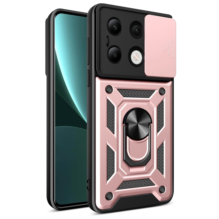 For Xiaomi Redmi Note 13 4G Global Sliding Camera Cover Design TPU Hybrid PC Phone Case(Rose Gold) - Note 13 Cases by PMC Jewellery | Online Shopping South Africa | PMC Jewellery | Buy Now Pay Later Mobicred