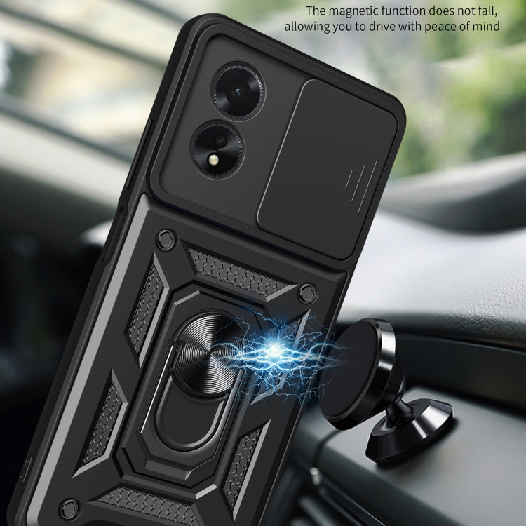 For OPPO A38 4G Global Sliding Camera Cover Design TPU Hybrid PC Phone Case(Black) - A38 Cases by PMC Jewellery | Online Shopping South Africa | PMC Jewellery