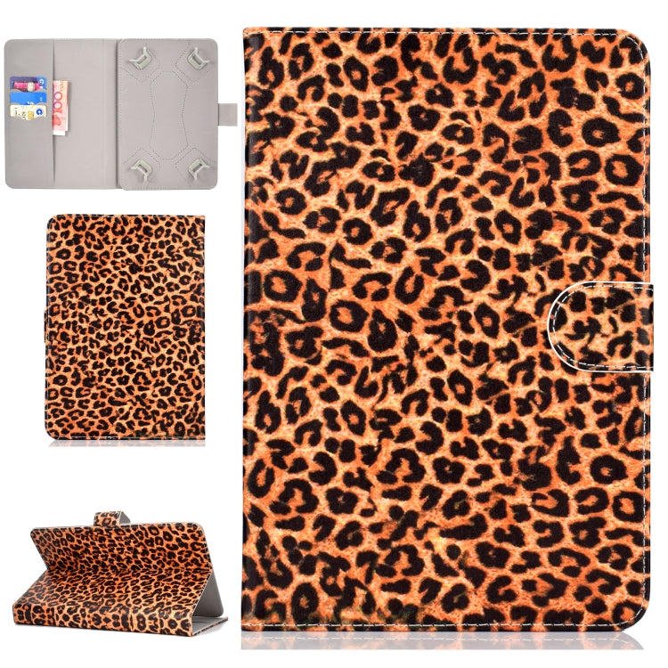 For 10 inch Universal Tablet PC Colored Drawing Pattern Horizontal Flip PU Leather Case with Holder & Card Slot(Yellow Leopard) - 7 inch by PMC TechLife | Online Shopping South Africa | PMC TechLife | Buy Now Pay Later Mobicred
