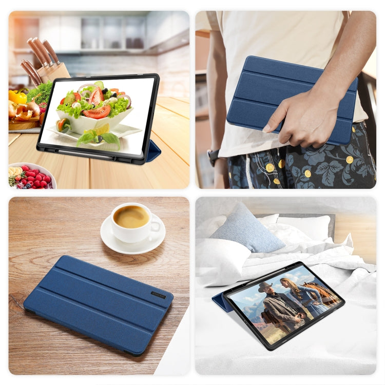 For Samsung Galaxy Tab S9 FE+ DUX DUCIS Domo Series Magnetic Flip Leather Tablet Case(Blue) - Galaxy Tab S9 FE+ by DUX DUCIS | Online Shopping South Africa | PMC Jewellery | Buy Now Pay Later Mobicred