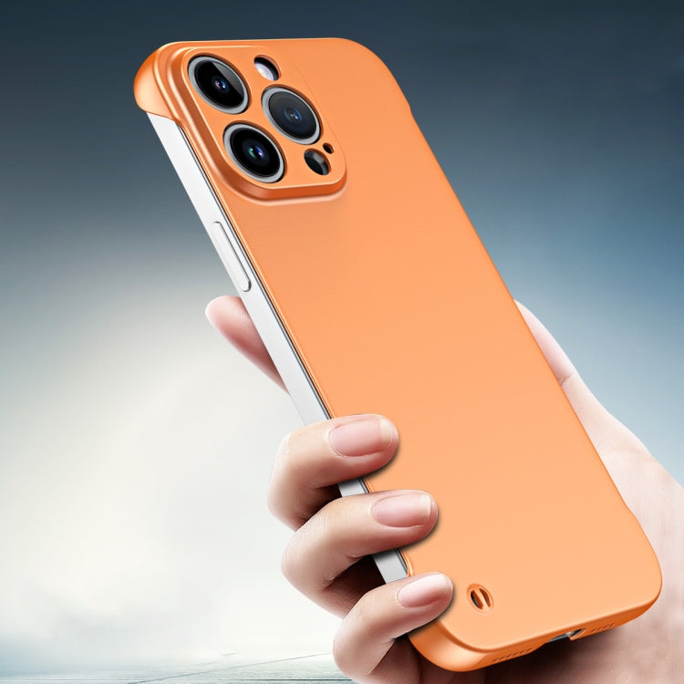 For iPhone 12 Pro Max Frameless Metallic Paint Hybrid PC Phone Case(Orange) - iPhone 12 Pro Max Cases by PMC Jewellery | Online Shopping South Africa | PMC Jewellery | Buy Now Pay Later Mobicred