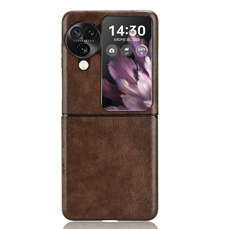 For OPPO Find N3 Flip Litchi Texture Back Cover Phone Case(Brown) - Find N3 Flip Cases by PMC Jewellery | Online Shopping South Africa | PMC Jewellery | Buy Now Pay Later Mobicred