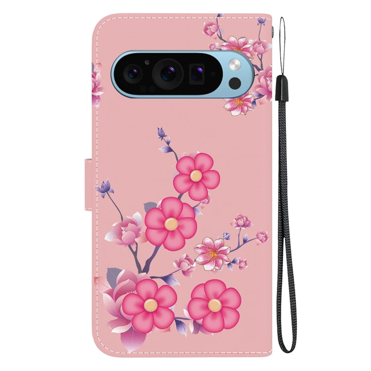 For Google Pixel 9 Pro Crystal Texture Colored Drawing Leather Phone Case(Cherry Blossoms) - Google Cases by PMC Jewellery | Online Shopping South Africa | PMC Jewellery | Buy Now Pay Later Mobicred