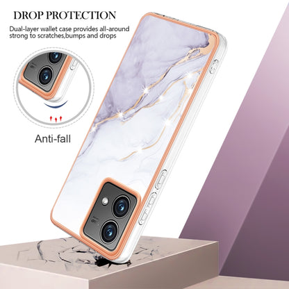 For Motorola Moto G84 Electroplating Marble Dual-side IMD Phone Case(White 006) - Motorola Cases by PMC Jewellery | Online Shopping South Africa | PMC Jewellery | Buy Now Pay Later Mobicred