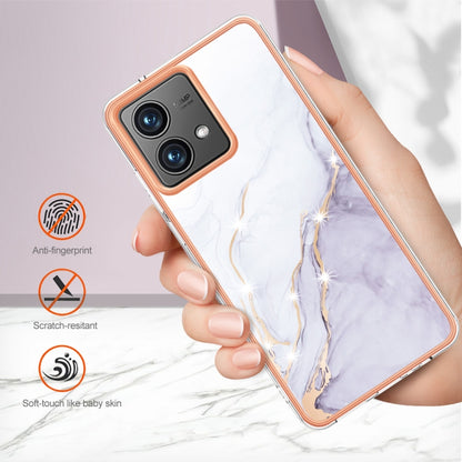 For Motorola Moto G84 Electroplating Marble Dual-side IMD Phone Case(White 006) - Motorola Cases by PMC Jewellery | Online Shopping South Africa | PMC Jewellery | Buy Now Pay Later Mobicred