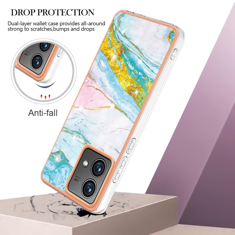 For Motorola Moto G84 Electroplating Marble Dual-side IMD Phone Case(Green 004) - Motorola Cases by PMC Jewellery | Online Shopping South Africa | PMC Jewellery | Buy Now Pay Later Mobicred