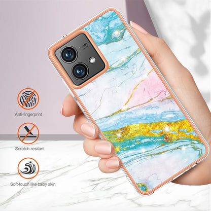 For Motorola Moto G84 Electroplating Marble Dual-side IMD Phone Case(Green 004) - Motorola Cases by PMC Jewellery | Online Shopping South Africa | PMC Jewellery | Buy Now Pay Later Mobicred