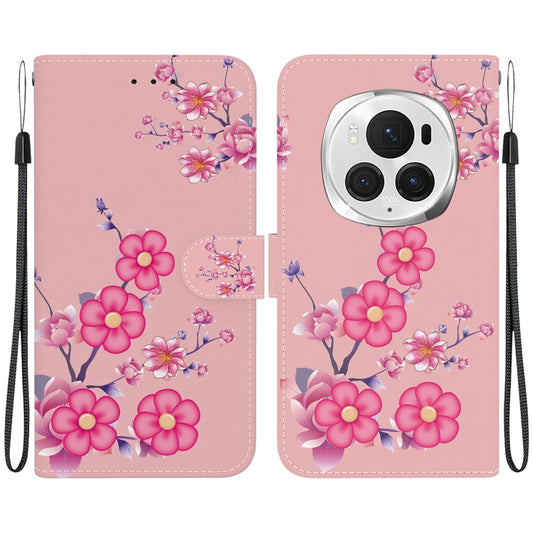 For Honor Magic6 Pro Crystal Texture Colored Drawing Leather Phone Case(Cherry Blossoms) - Honor Cases by PMC Jewellery | Online Shopping South Africa | PMC Jewellery | Buy Now Pay Later Mobicred