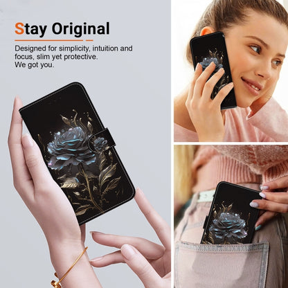 For iPhone 16 Pro Crystal Texture Colored Drawing Leather Phone Case(Black Rose) - iPhone 16 Pro Cases by PMC Jewellery | Online Shopping South Africa | PMC Jewellery | Buy Now Pay Later Mobicred