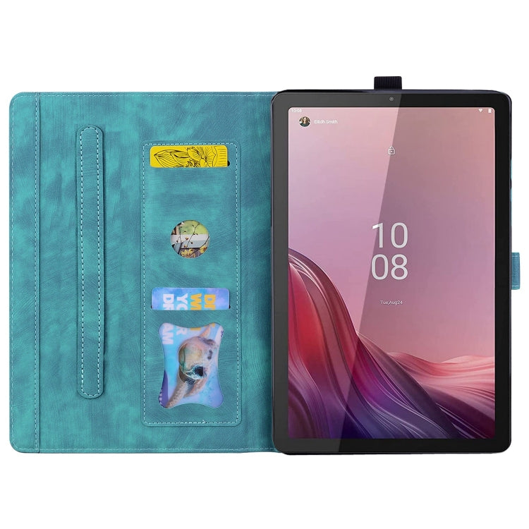 For Lenovo Tab M9 Cartoon Sakura Cat Embossed Leather Tablet Case(Green) - Lenovo by PMC TechLife | Online Shopping South Africa | PMC TechLife | Buy Now Pay Later Mobicred