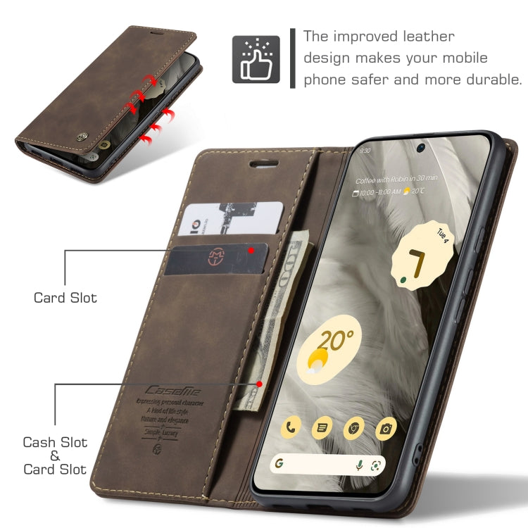 For Google Pixel 8 CaseMe 013 Multifunctional Horizontal Flip Leather Phone Case(Coffee) - Google Cases by CaseMe | Online Shopping South Africa | PMC Jewellery | Buy Now Pay Later Mobicred