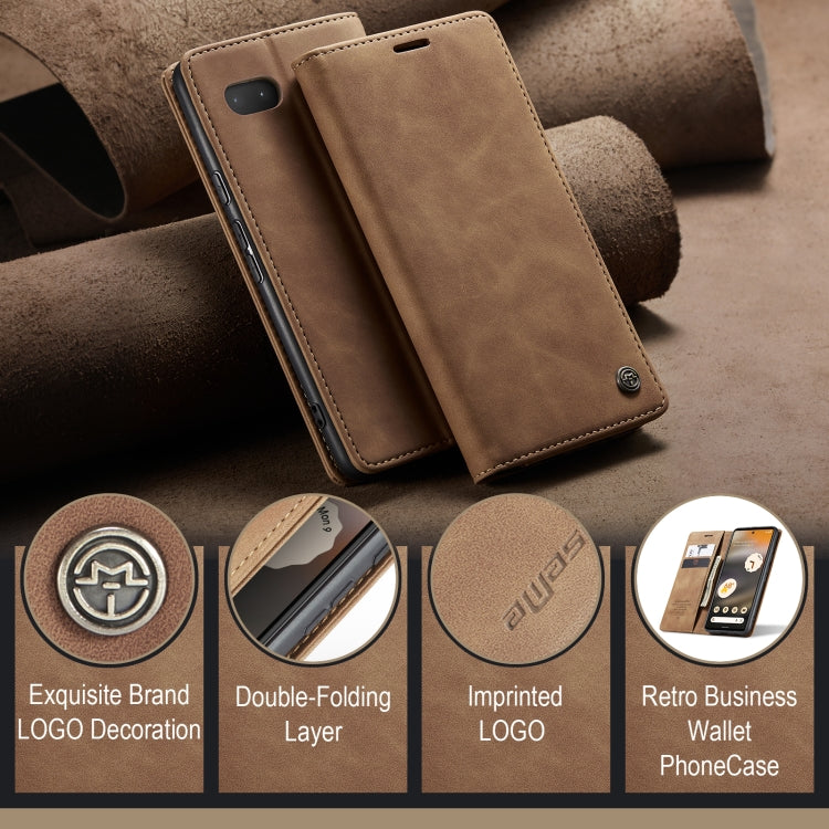 For Google Pixel 6A CaseMe 013 Multifunctional Horizontal Flip Leather Phone Case(Brown) - Google Cases by CaseMe | Online Shopping South Africa | PMC Jewellery | Buy Now Pay Later Mobicred