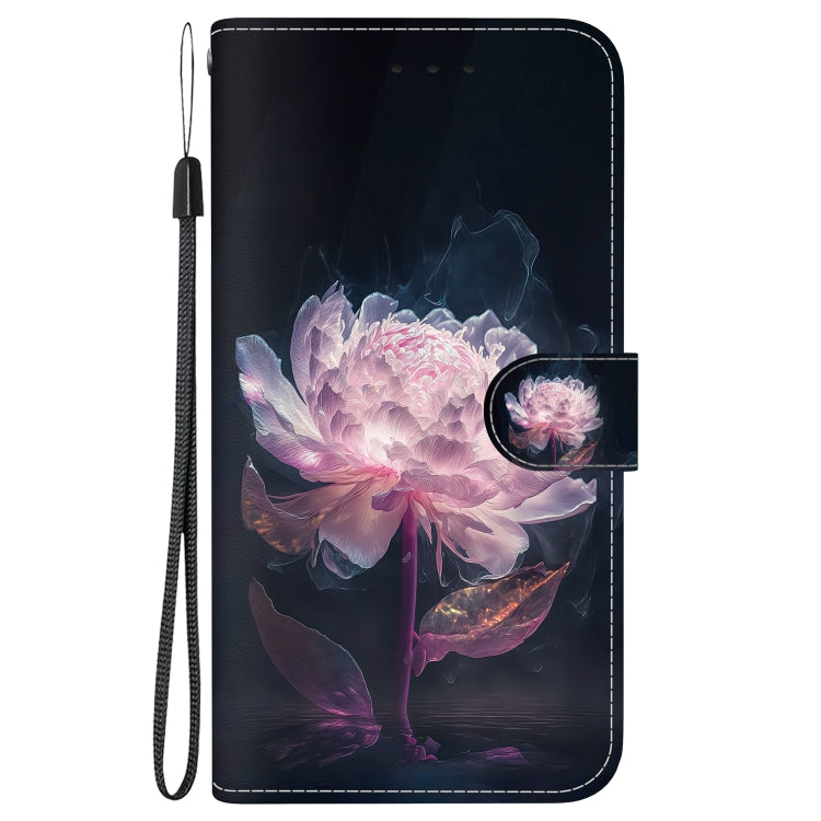 For OPPO A60 4G Crystal Texture Colored Drawing Leather Phone Case(Purple Peony) - OPPO Cases by PMC Jewellery | Online Shopping South Africa | PMC Jewellery | Buy Now Pay Later Mobicred