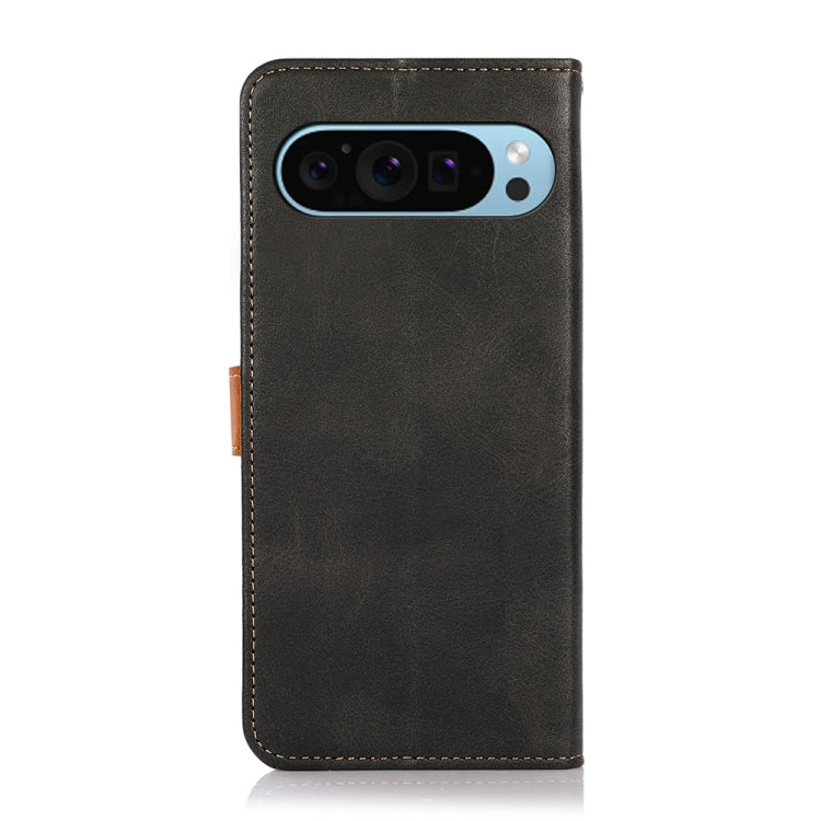 For Google Pixel 9 KHAZNEH Dual-color Cowhide Texture Flip Leather Phone Case(Black) - Google Cases by PMC Jewellery | Online Shopping South Africa | PMC Jewellery | Buy Now Pay Later Mobicred