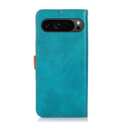 For Google Pixel 9 Pro KHAZNEH Dual-color Cowhide Texture Flip Leather Phone Case(Blue) - Google Cases by PMC Jewellery | Online Shopping South Africa | PMC Jewellery | Buy Now Pay Later Mobicred