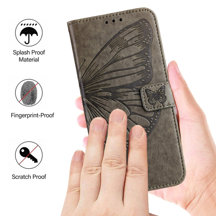 For Motorola Edge 50 Pro Embossed Butterfly Leather Phone Case(Grey) - Motorola Cases by PMC Jewellery | Online Shopping South Africa | PMC Jewellery | Buy Now Pay Later Mobicred