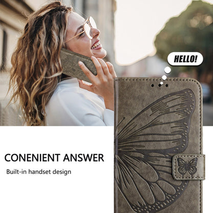 For Motorola Edge 50 Pro Embossed Butterfly Leather Phone Case(Grey) - Motorola Cases by PMC Jewellery | Online Shopping South Africa | PMC Jewellery | Buy Now Pay Later Mobicred