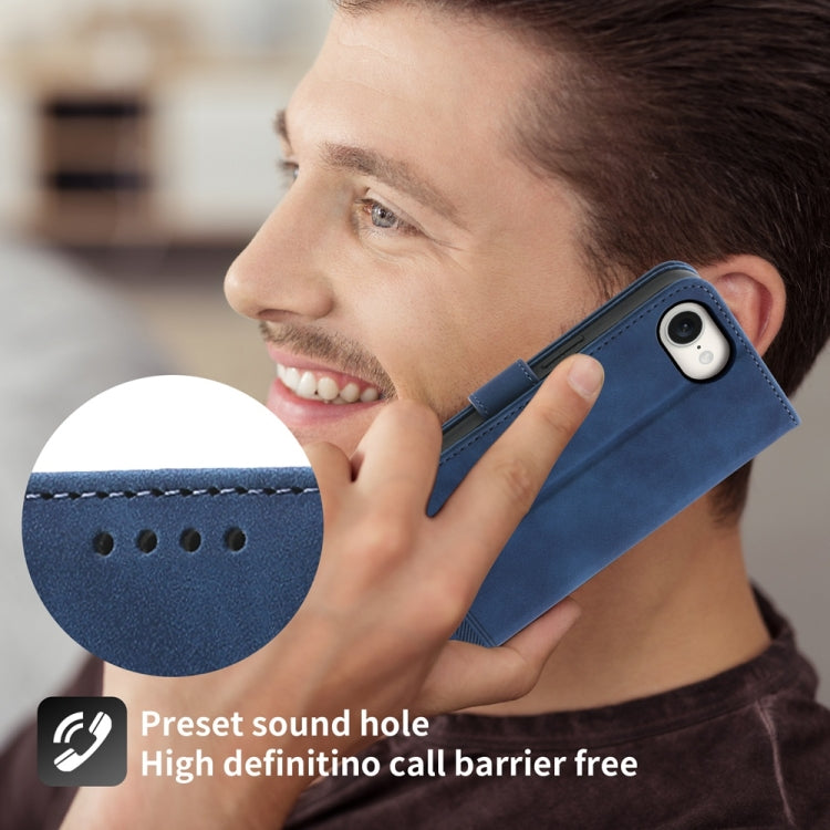 For iPhone 16e Dierfeng Dream Line TPU + PU Leather Phone Case(Blue) - iPhone 16e Cases by PMC TechLife | Online Shopping South Africa | PMC TechLife | Buy Now Pay Later Mobicred