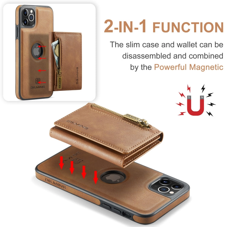 For iPhone 11 Pro Max DG.MING M5 Series Zip RFID Multi Card Detachable Leather Phone Case(Brown) - iPhone 11 Pro Max Cases by DG.MING | Online Shopping South Africa | PMC TechLife | Buy Now Pay Later Mobicred