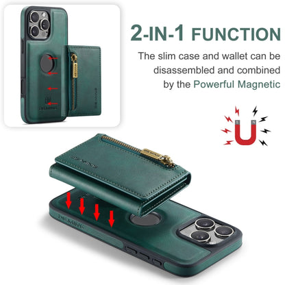 For iPhone 16 Pro DG.MING M5 Series Zip RFID Multi Card Detachable Leather Phone Case(Green) - iPhone 16 Pro Cases by DG.MING | Online Shopping South Africa | PMC Jewellery | Buy Now Pay Later Mobicred