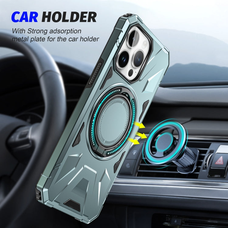 For iPhone 15 MagSafe Magnetic Shockproof Phone Case with Ring Holder(Green) - iPhone 15 Cases by PMC TechLife | Online Shopping South Africa | PMC TechLife