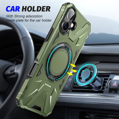 For iPhone 16 MagSafe Magnetic Shockproof Phone Case with Ring Holder(Dark Green) - iPhone 16 Cases by PMC Jewellery | Online Shopping South Africa | PMC Jewellery | Buy Now Pay Later Mobicred