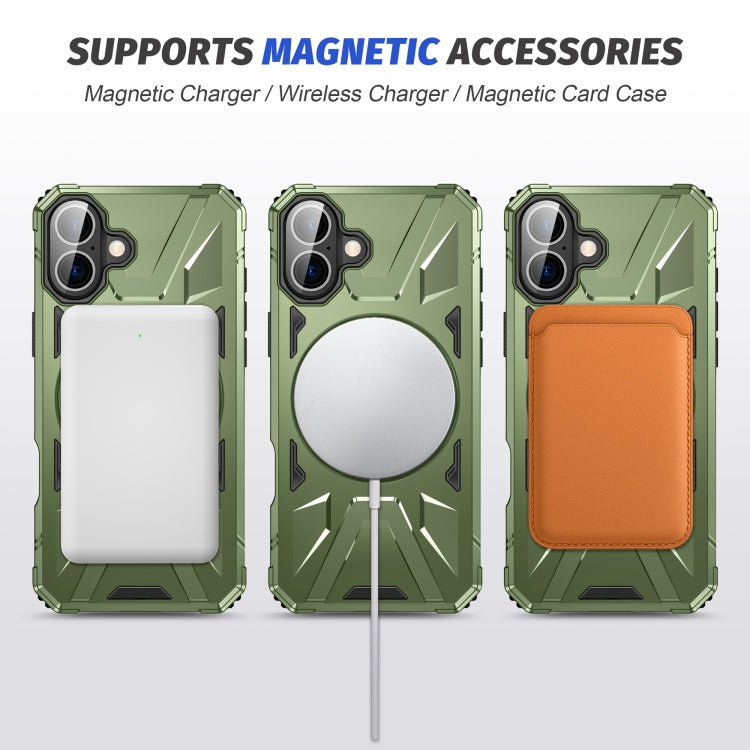 For iPhone 16 MagSafe Magnetic Shockproof Phone Case with Ring Holder(Dark Green) - iPhone 16 Cases by PMC Jewellery | Online Shopping South Africa | PMC Jewellery | Buy Now Pay Later Mobicred