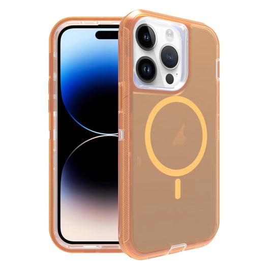 For iPhone 14 Pro Shockproof MagSafe Magnetic Phone Case(Transparent Gold) - iPhone 14 Pro Cases by PMC Jewellery | Online Shopping South Africa | PMC Jewellery