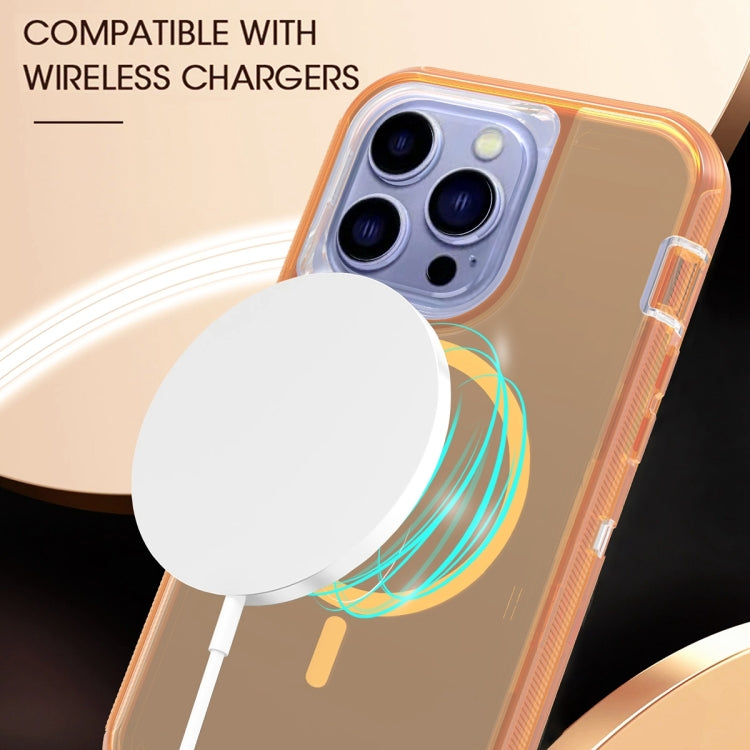 For iPhone 14 Pro Shockproof MagSafe Magnetic Phone Case(Transparent Gold) - iPhone 14 Pro Cases by PMC Jewellery | Online Shopping South Africa | PMC Jewellery