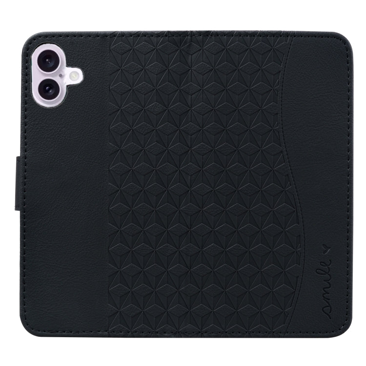 For iPhone 16 Business Diamond Buckle Leather Phone Case with Lanyard(Black) - iPhone 16 Cases by PMC Jewellery | Online Shopping South Africa | PMC Jewellery | Buy Now Pay Later Mobicred