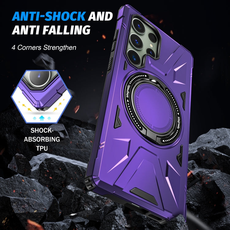 For Samsung Galaxy S24+ 5G MagSafe Magnetic Shockproof Phone Case with Ring Holder(Purple) - Galaxy S24+ 5G Cases by PMC Jewellery | Online Shopping South Africa | PMC Jewellery