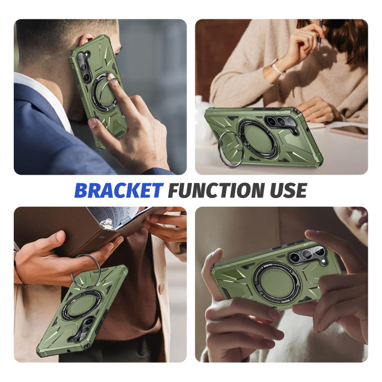 For Samsung Galaxy S24 5G MagSafe Magnetic Shockproof Phone Case with Ring Holder(Dark Green) - Galaxy S24 5G Cases by PMC Jewellery | Online Shopping South Africa | PMC Jewellery