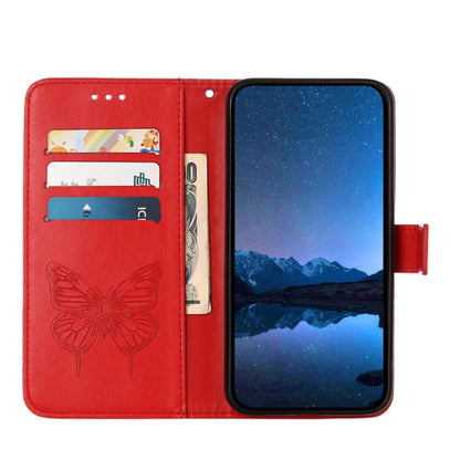 For Honor Magic6 Pro 5G Global Embossed Butterfly Leather Phone Case(Red) - Honor Cases by PMC Jewellery | Online Shopping South Africa | PMC Jewellery | Buy Now Pay Later Mobicred