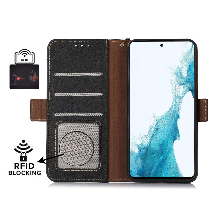 For Google Pixel 8A Side-Magnetic TJ Genuine Leather RFID Phone Case(Black) - Google Cases by PMC TechLife | Online Shopping South Africa | PMC TechLife | Buy Now Pay Later Mobicred