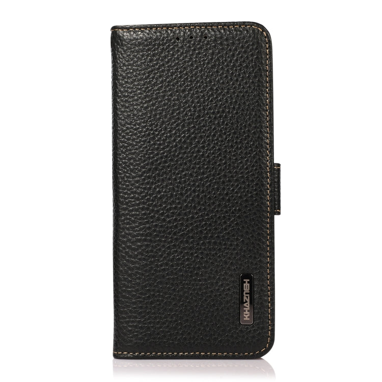 For Google Pixel 9 KHAZNEH Side-Magnetic Litchi Genuine Leather RFID Phone Case(Black) - Google Cases by PMC Jewellery | Online Shopping South Africa | PMC Jewellery | Buy Now Pay Later Mobicred