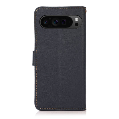 For Google Pixel 9 Pro KHAZNEH Custer Genuine Leather RFID Phone Case(Blue) - Google Cases by PMC Jewellery | Online Shopping South Africa | PMC Jewellery | Buy Now Pay Later Mobicred