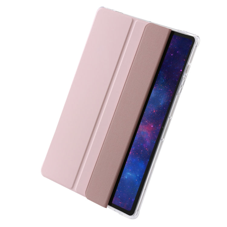 For Samsung Galaxy Tab S9 3-Fold Clear Acrylic Leather Tablet Case(Pink) - Galaxy Tab S9 Cases by PMC Jewellery | Online Shopping South Africa | PMC Jewellery | Buy Now Pay Later Mobicred