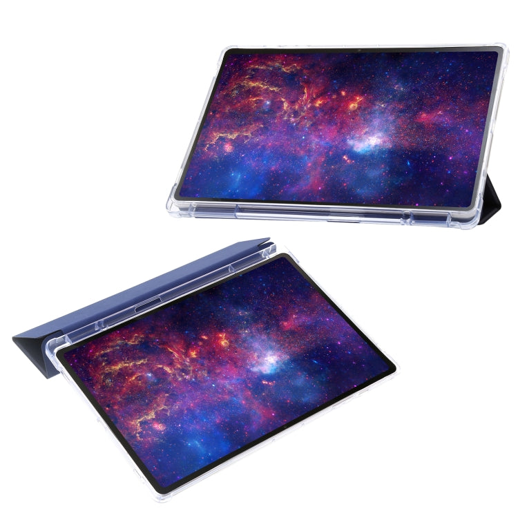 For Samsung Galaxy Tab S10 Ultra 3-Fold Clear Acrylic Leather Tablet Case(Dark Blue) - Tab S10 Ultra Cases by PMC Jewellery | Online Shopping South Africa | PMC Jewellery | Buy Now Pay Later Mobicred