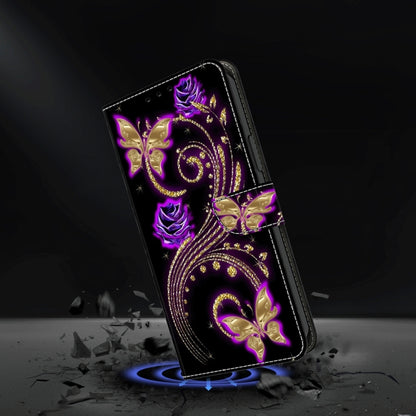 For Motorola Moto G54 Crystal 3D Shockproof Protective Leather Phone Case(Purple Flower Butterfly) - Motorola Cases by PMC Jewellery | Online Shopping South Africa | PMC Jewellery | Buy Now Pay Later Mobicred