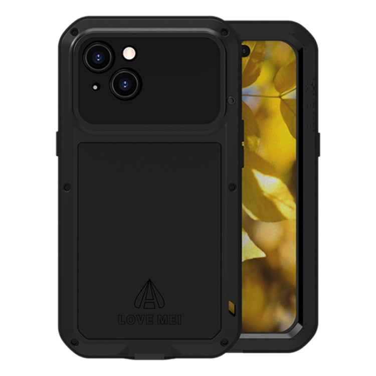 For iPhone 15 LOVE MEI Metal Shockproof Life Waterproof Dustproof Phone Case(Black) - iPhone 15 Cases by LOVE MEI | Online Shopping South Africa | PMC Jewellery