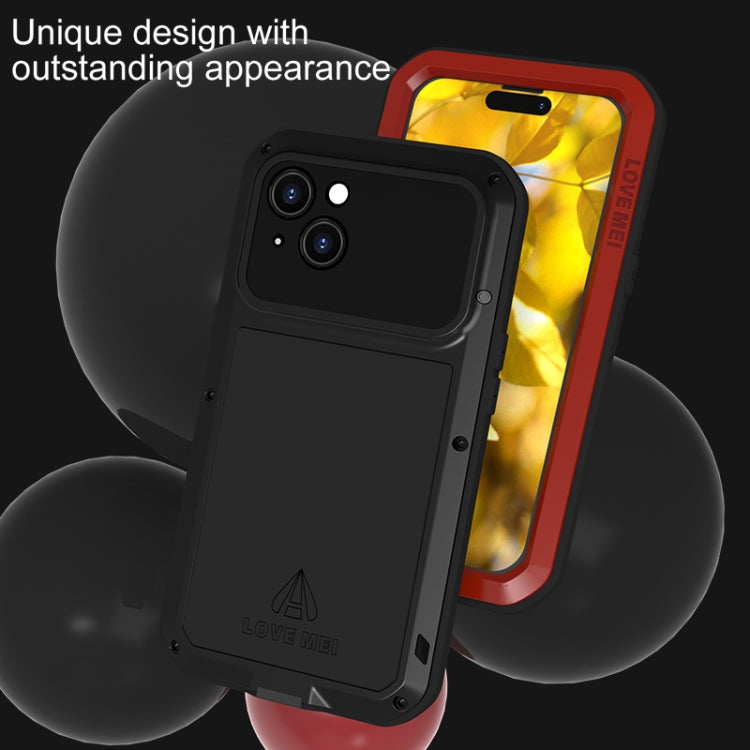 For iPhone 15 LOVE MEI Metal Shockproof Life Waterproof Dustproof Phone Case(Black) - iPhone 15 Cases by LOVE MEI | Online Shopping South Africa | PMC Jewellery