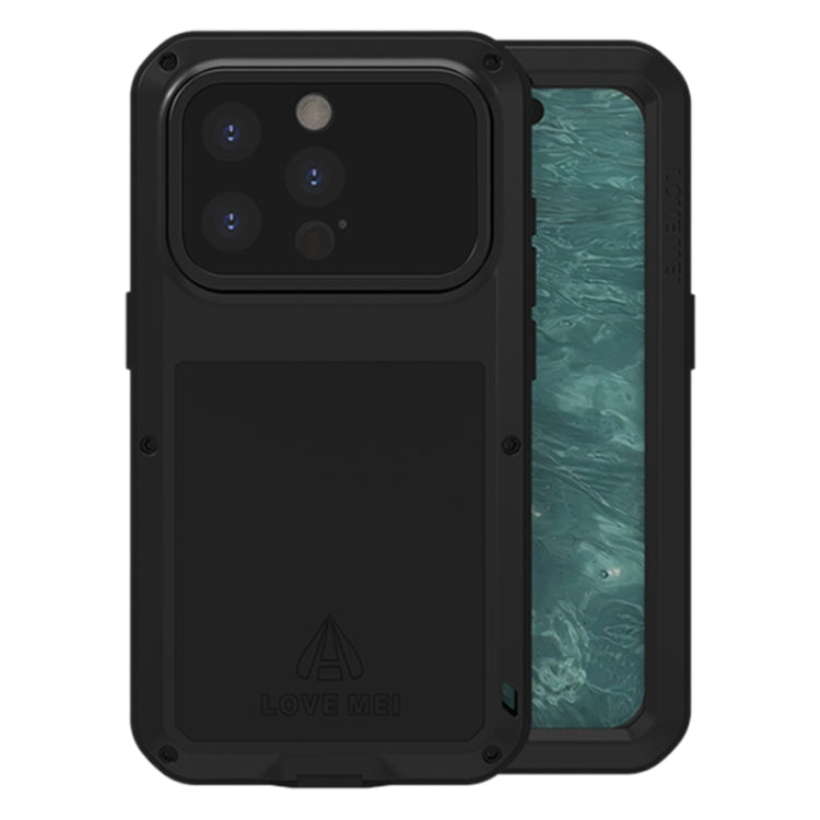 For iPhone 15 Pro LOVE MEI Metal Shockproof Life Waterproof Dustproof Phone Case(Black) - iPhone 15 Pro Cases by LOVE MEI | Online Shopping South Africa | PMC Jewellery