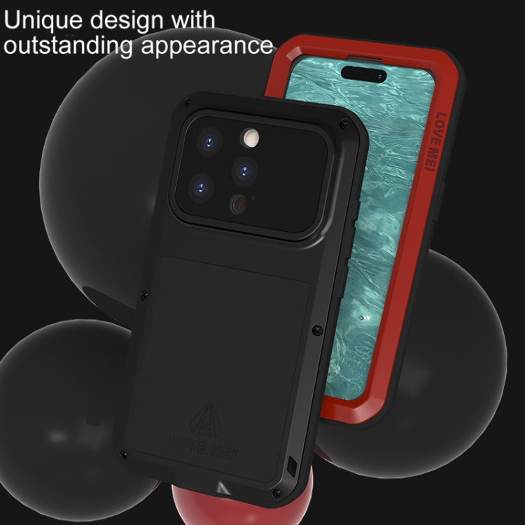 For iPhone 15 Pro LOVE MEI Metal Shockproof Life Waterproof Dustproof Phone Case(Black) - iPhone 15 Pro Cases by LOVE MEI | Online Shopping South Africa | PMC Jewellery