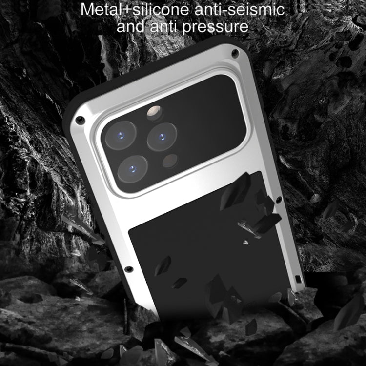 For iPhone 15 Pro Max LOVE MEI Metal Shockproof Life Waterproof Dustproof Phone Case(Silver) - iPhone 15 Pro Max Cases by LOVE MEI | Online Shopping South Africa | PMC Jewellery | Buy Now Pay Later Mobicred