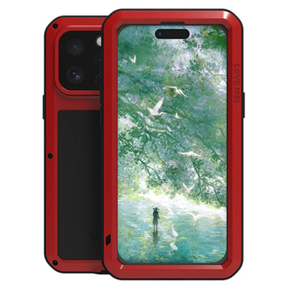 For iPhone 16 Pro LOVE MEI Metal Shockproof Life Waterproof Dustproof Phone Case(Red) - iPhone 16 Pro Cases by LOVE MEI | Online Shopping South Africa | PMC Jewellery | Buy Now Pay Later Mobicred