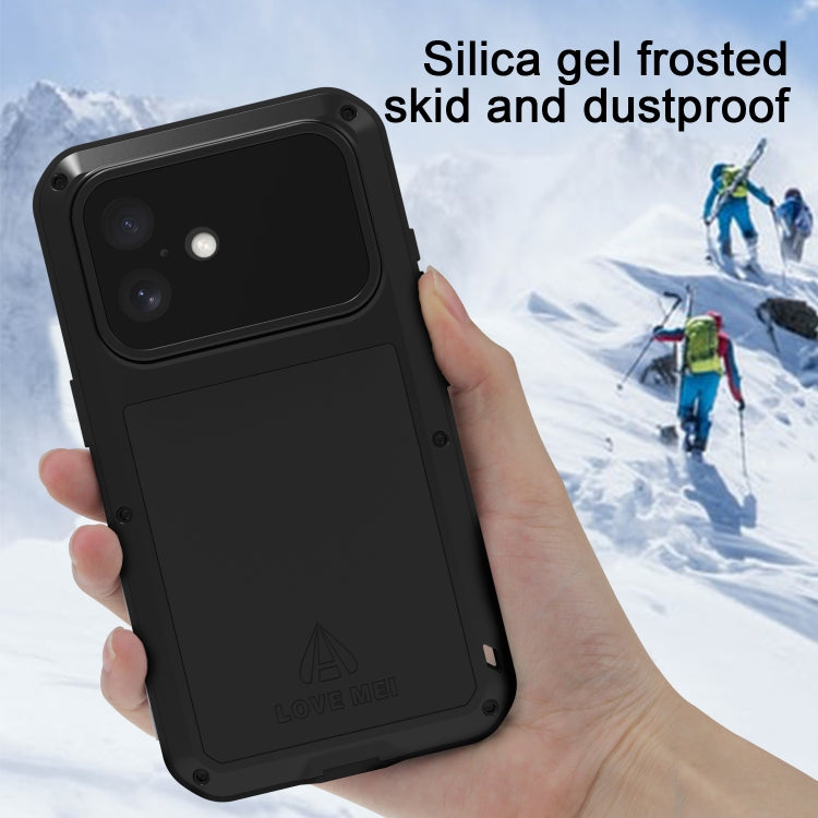 For iPhone 16 LOVE MEI Metal Shockproof Life Waterproof Dustproof Phone Case(Black) - iPhone 16 Cases by LOVE MEI | Online Shopping South Africa | PMC Jewellery | Buy Now Pay Later Mobicred