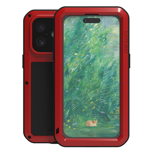 For iPhone 16 LOVE MEI Metal Shockproof Life Waterproof Dustproof Phone Case(Red) - iPhone 16 Cases by LOVE MEI | Online Shopping South Africa | PMC Jewellery | Buy Now Pay Later Mobicred