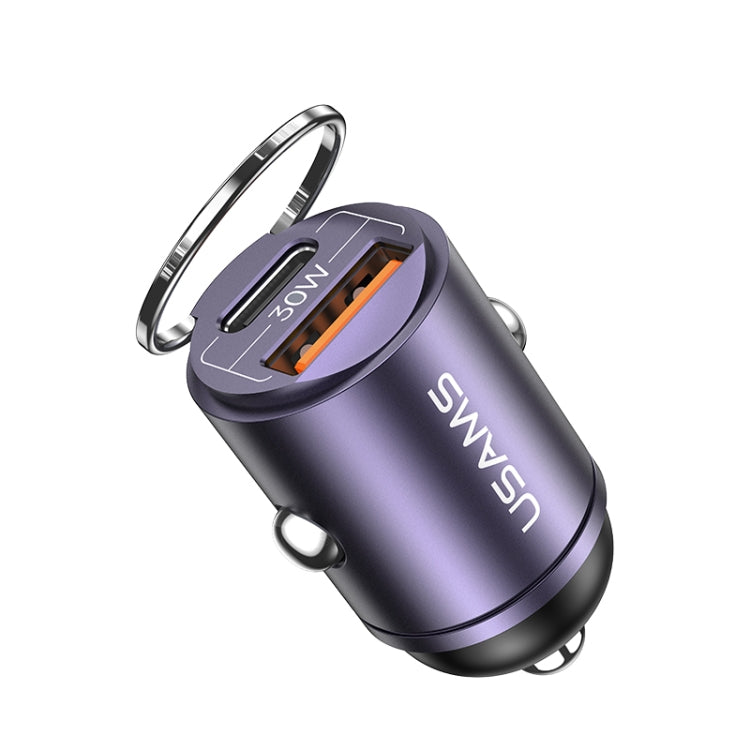 USAMS US-CC206 C38 PD30W USB + Type-C Dual Port Fast Charging Aluminum Alloy Car Charger(Purple) - Car Charger by USAMS | Online Shopping South Africa | PMC Jewellery | Buy Now Pay Later Mobicred