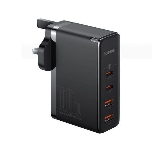 Baseus GaN5 Pro Fast Charger 100W Type-Cx2 + USBx2 with 1m Type-C Cable, UK Plug(Black) - USB Charger by Baseus | Online Shopping South Africa | PMC Jewellery