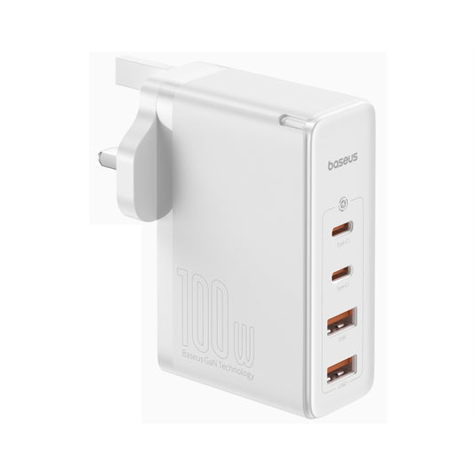 Baseus GaN5 Pro Fast Charger 100W Type-Cx2 + USBx2 with 1m Type-C Cable, UK Plug(White) - USB Charger by Baseus | Online Shopping South Africa | PMC Jewellery